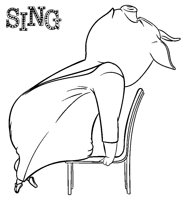 Dibujo para colorear del cerdo Gunter, protagonista de la película ¡Canta!