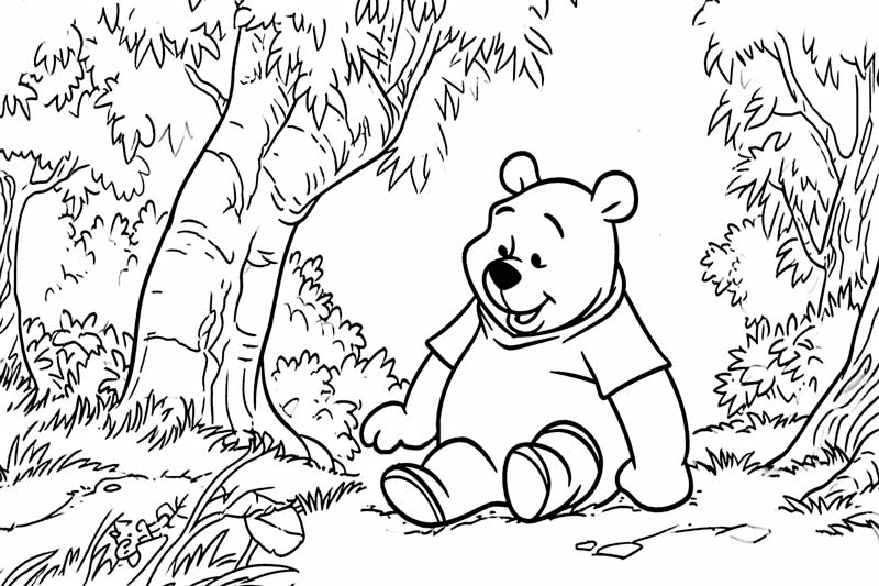 Dibujo para colorear Winnie the Pooh sentado