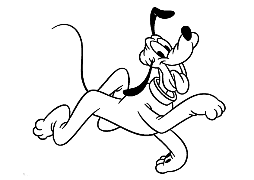Dibujo clásico del perro Pluto de Disney, andando feliz