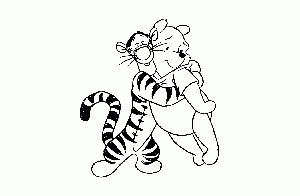 Imagen para descargar, imprimir y pintar de los amigos Winnie the Pooh y Tigger