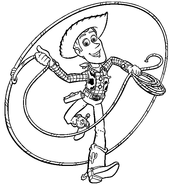 Dibujo para colorear de la película Toy Story de Disney Pixar del vaquero Buddy el cowbo