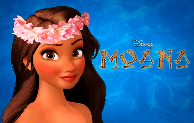 Dibujo en color de la Princesa de la Polinesia Moana Waialiki de la película de Disney