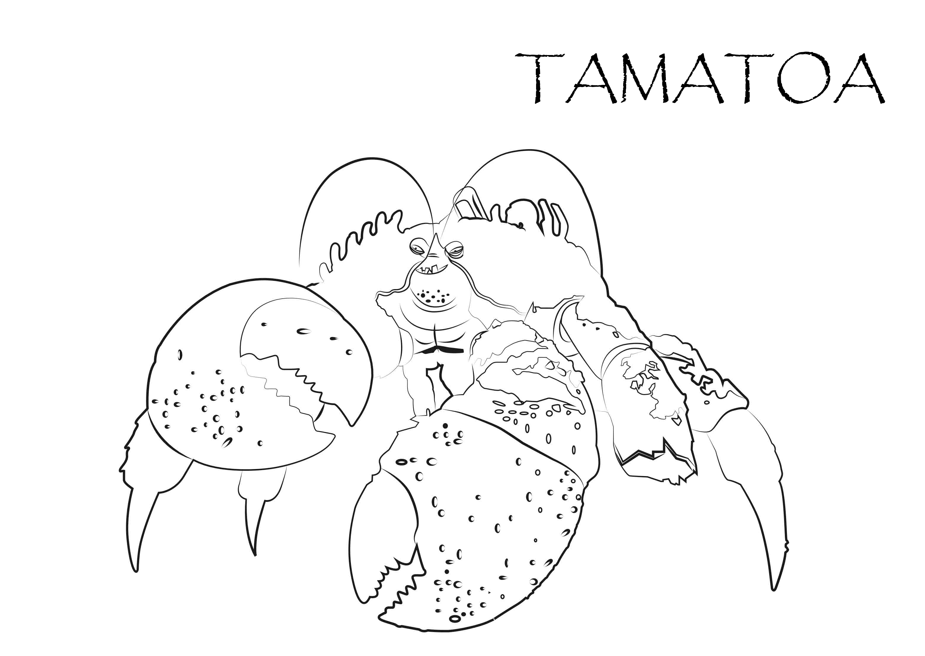 Dibujo para colorear del personaje del cangrejo Tamatoa de la película Vaiana Un mar de aventuras de Disney