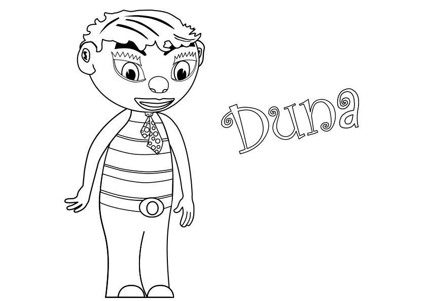 Dibujo para colorear del personaje Duna de la serie de dibujos animados Planeta Pomelo - Duna y Rosi.