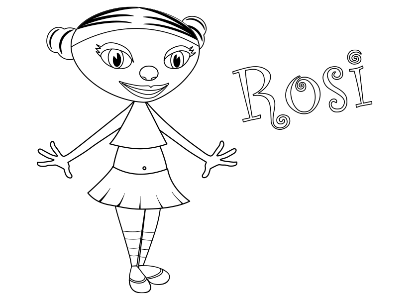 Dibujo para colorear del personaje Rosi de la serie de dibujos animados Duna y Rosi