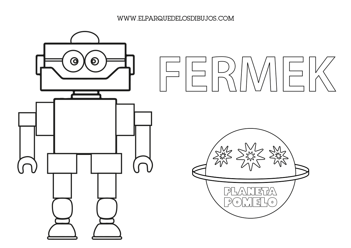 Dibujo para colorear el robot FERMEK de Planeta Pomelo