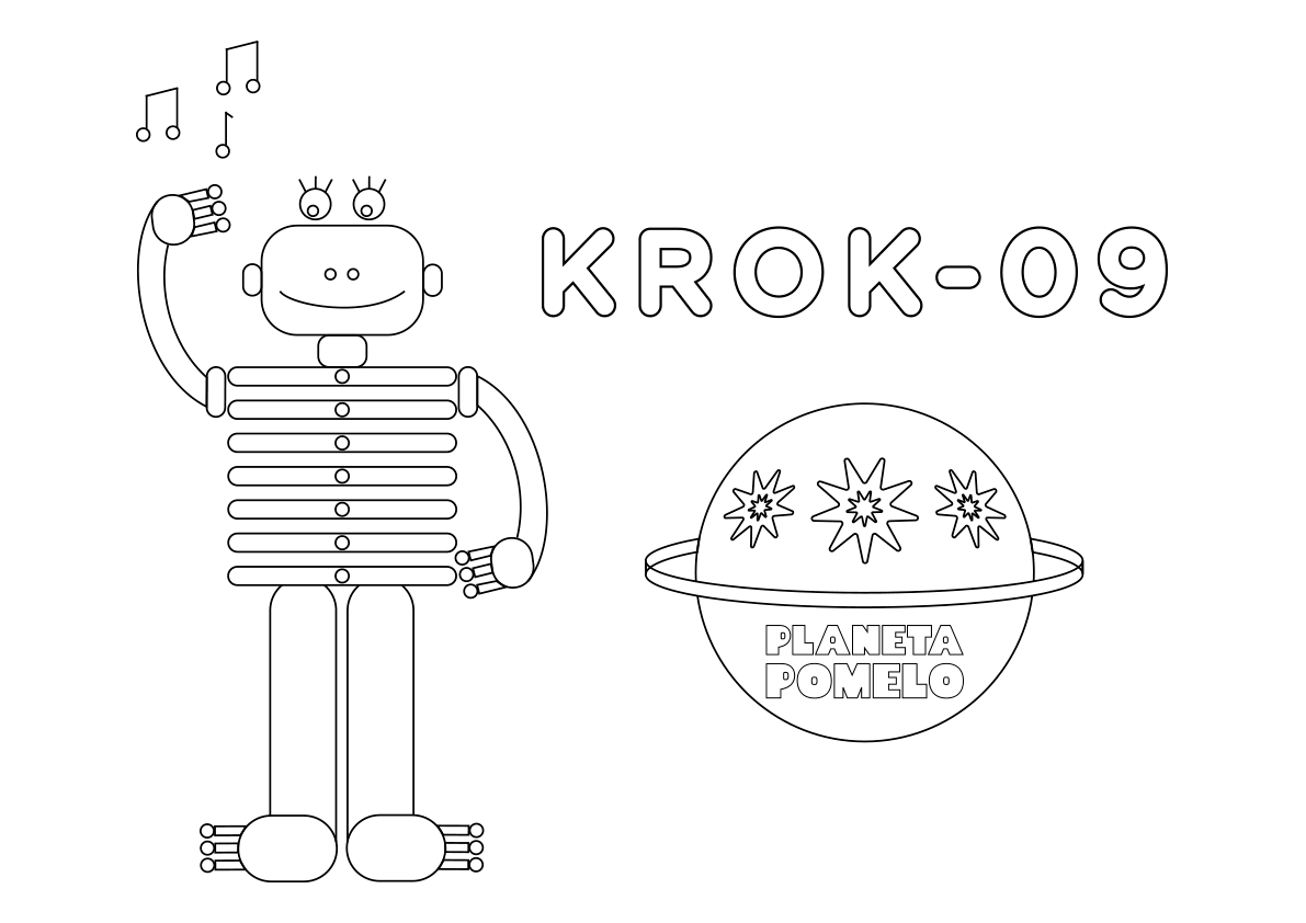 Dibujo para colorear el robot KROK-09 de Planeta Pomelo
