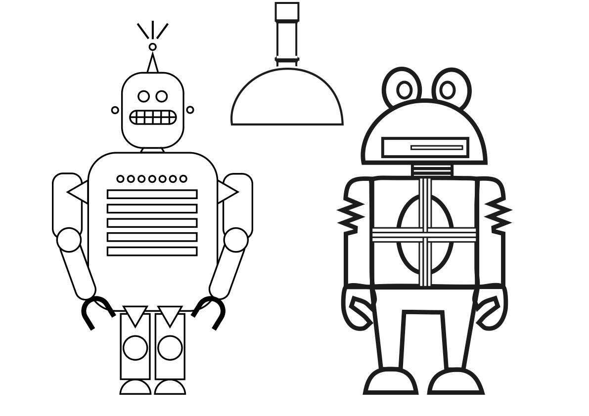 Dibujo para colorear de los robots MIC MEC y RV-06FG25