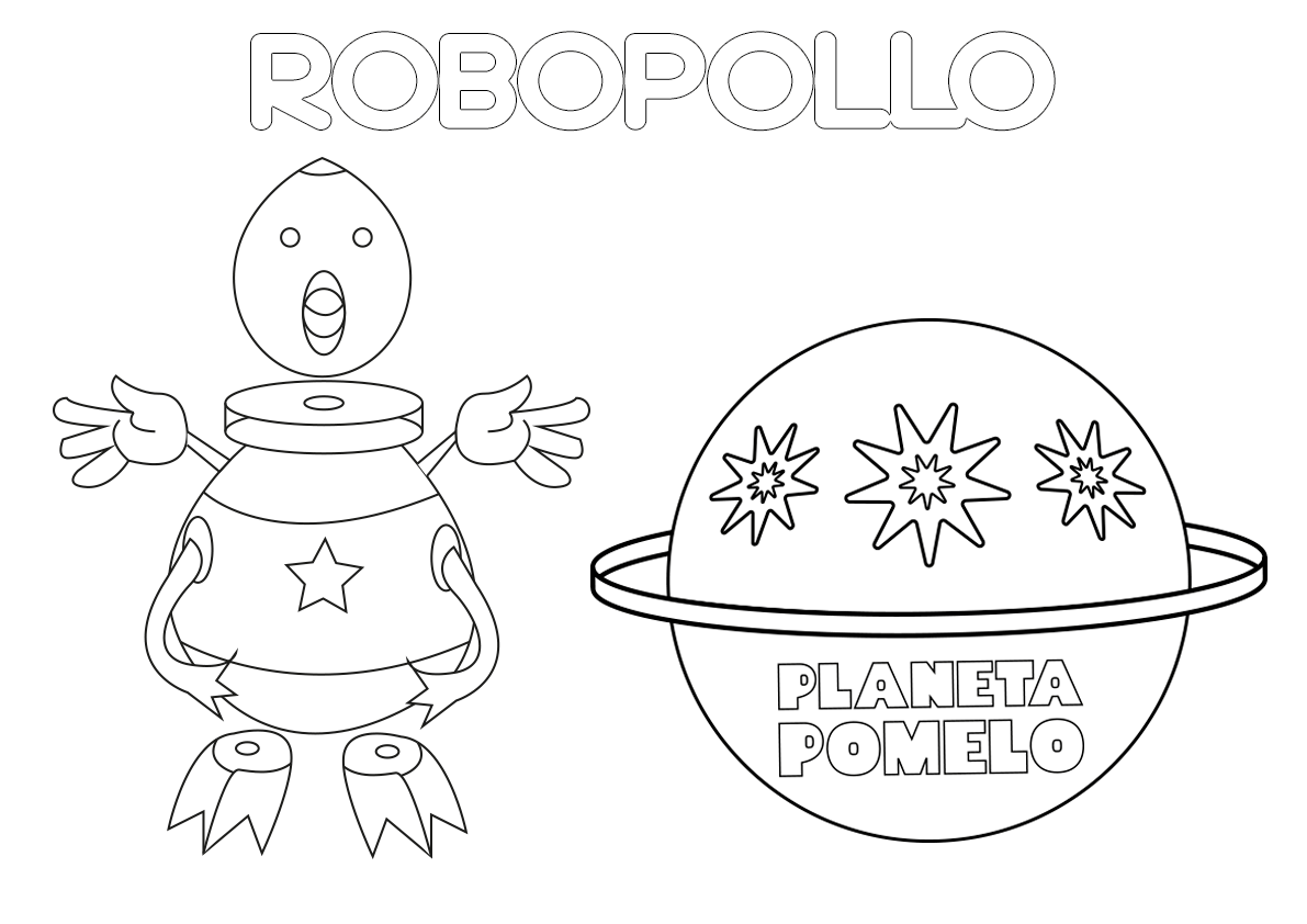 Dibujo para colorear el robot Robopollo de Planeta Pomelo