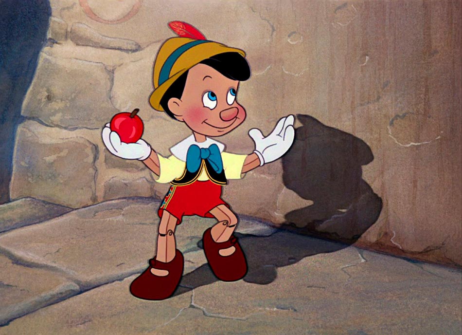 El personaje de Pinocho en la película de Disney estrenada en el año 1940