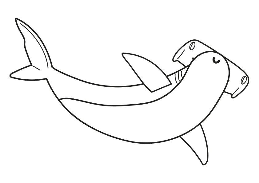 Dibujos de animales marinos para colorear, dibujo de un pez martillo