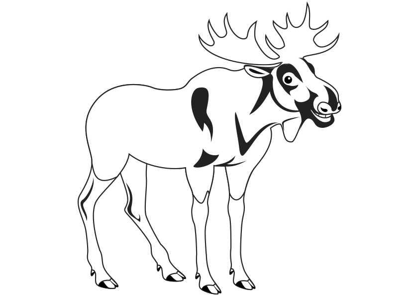 Dibujos de animales salvajes para colorear. Dibujo de un alce para colorear. Dibujo de un alce para pintar. Dibujo de un alce para imprimir. Animals coloring pages, coloring a moose. A moose coloring page. Drawing of a moose. An elk.