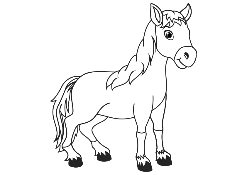 Dibujo de un caballo para descargar. A horse coloring page. Drawing of a downloadable horse coloring page.