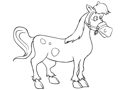 Dibujo de un caballo de dibujos animados.