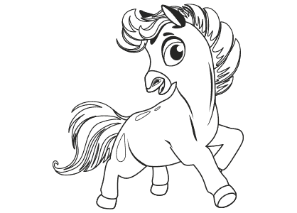 Dibujo de un caballo poni de cuento de hadas.