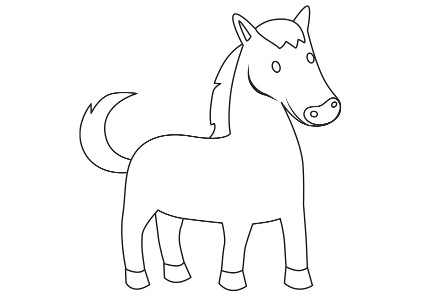 Dibujo de un poni para colorear. A horse pony coloring page.