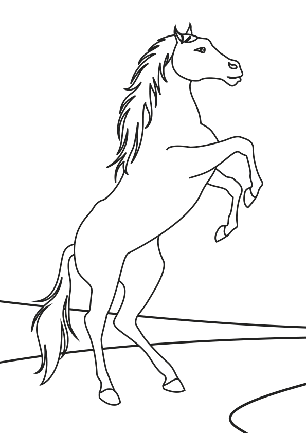 Dibujo de un caballo rampante para colorear. A rampant horse coloring page.