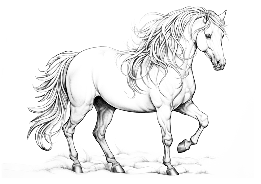 Dibujo de un caballo para colorear. A horse coloring page.
