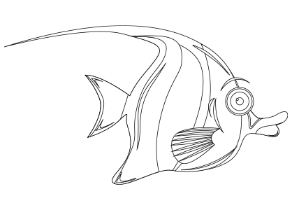 Dibujo de animales para colorear. Dibujo de un pez Ídolo Moro, Moorish Idol.