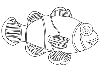Dibujo de animales para colorear. Dibujo de un pez payaso.