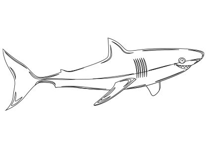 Dibujos animales para colorear. Dibujo de un pez tiburón