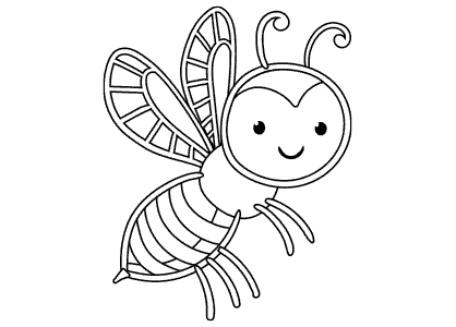 Dibujos animales para colorear. Dibujo de una abeja infantil