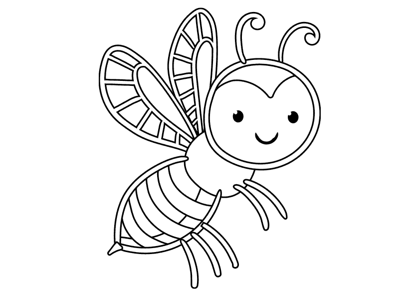 Dibujo animales para colorear. Colorear una abeja infantil. Animals coloring pages, coloring a children's bee.