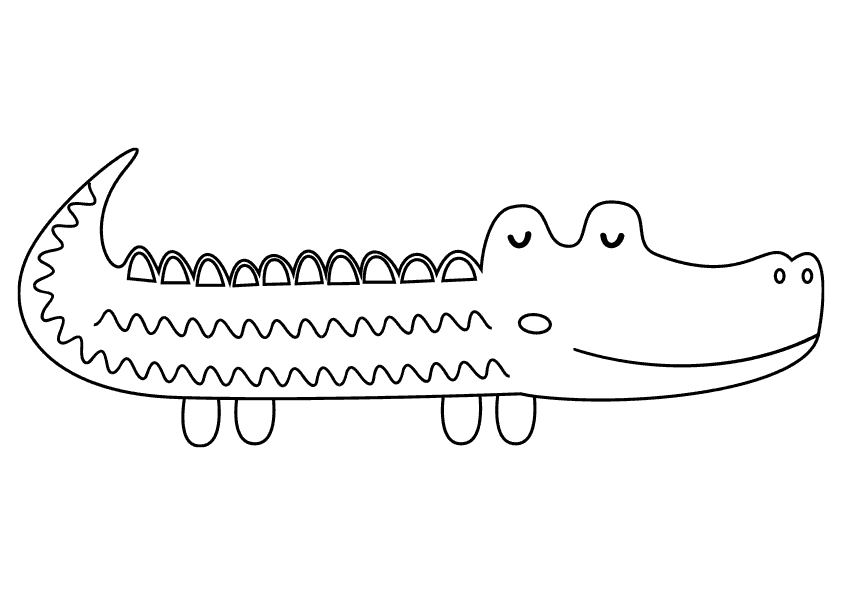 Dibujo animales para colorear. Colorear un cocodrilo de dibujos animados. Animals coloring pages, coloring a cartoon alligator.