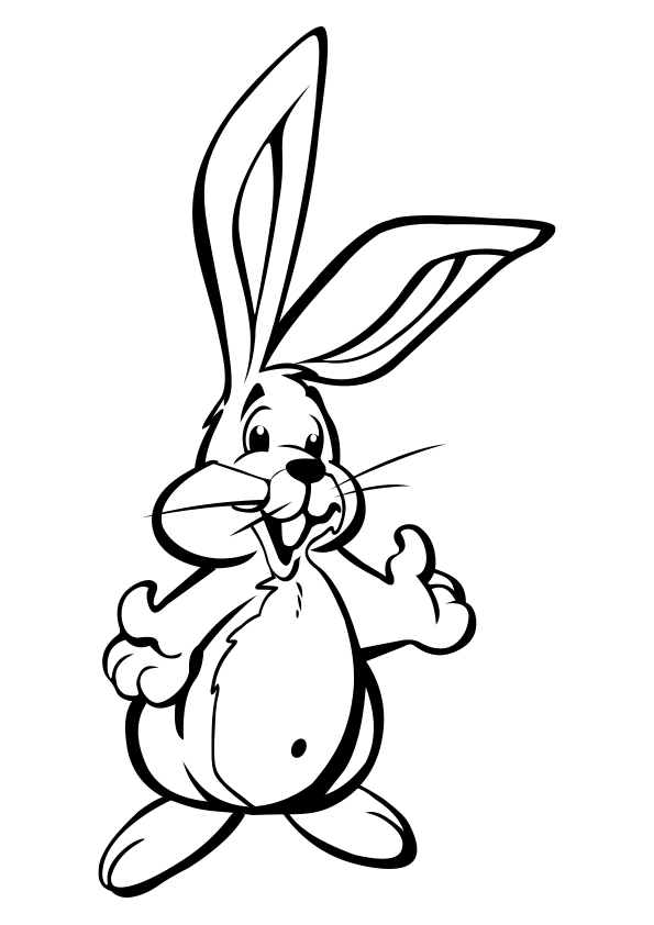 Dibujos de animales para colorear un conejo. Dibujo de un conejo. Dibujo para colorear un conejo de dibujos animados. Animals coloring pages, coloring a cartoon rabbit. A cartoon rabbit coloring page. Drawing of a rabbit