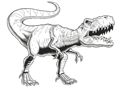 Dibujos de animales para colorear un dinosaurio Tiranosario Rex. Dibujo de un Tyrannosaurus Rex (T-Rex)