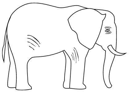 Dibujos animales para colorear. Dibujo de un elefante africano