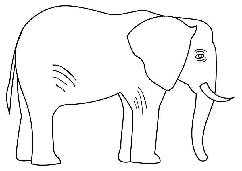 Dibujo animales colorear un elefante africano. Animals coloring pages,  coloring an african elephant.