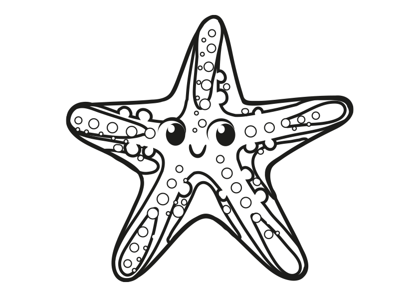 Dibujo de una estrella de mar para colorear. A starfish coloring page.