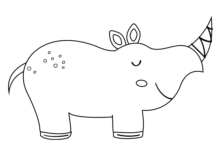 Dibujo animales para colorear. Colorear un hipopótamo de dibujos animados. Animals coloring pages, coloring a cartoon hippopotamus.