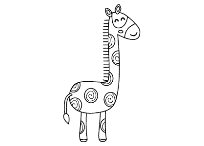 Dibujo de animales para colorear. Dibujo de una jirafa de dibujos animados