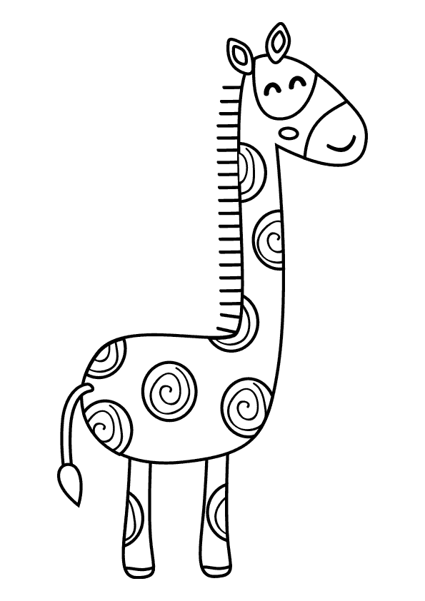 Dibujo animales colorear jirafa de dibujos animados. Animals coloring  pages, coloring a cartoon giraffe