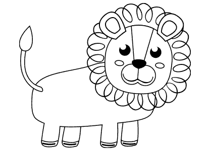 Dibujos animales para colorear. Dibujo de un león de dibujos animados
