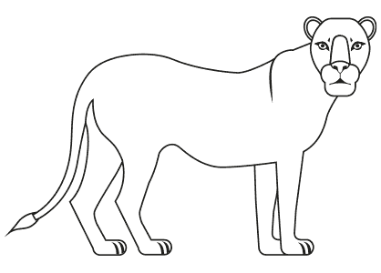 Dibujos de animales para colorear una leona