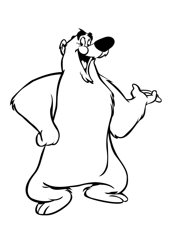 Dibujos de animales para colorear un oso. Dibujo de un oso de dibujos animados. Animals coloring pages, coloring a cartoon bear. A bear cartoon character coloring page. Drawing of a cartoon bear.