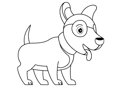 Dibujo de animales para colorear. Dibujo de un perro de dibujos animados.