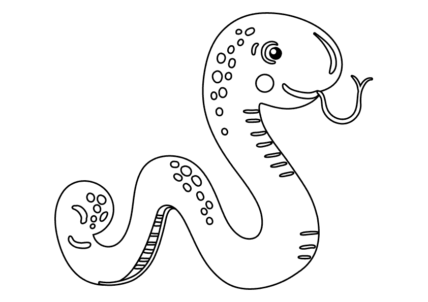 Dibujo animales para colorear. Colorear una serpiente. Animals coloring pages, coloring a snake.