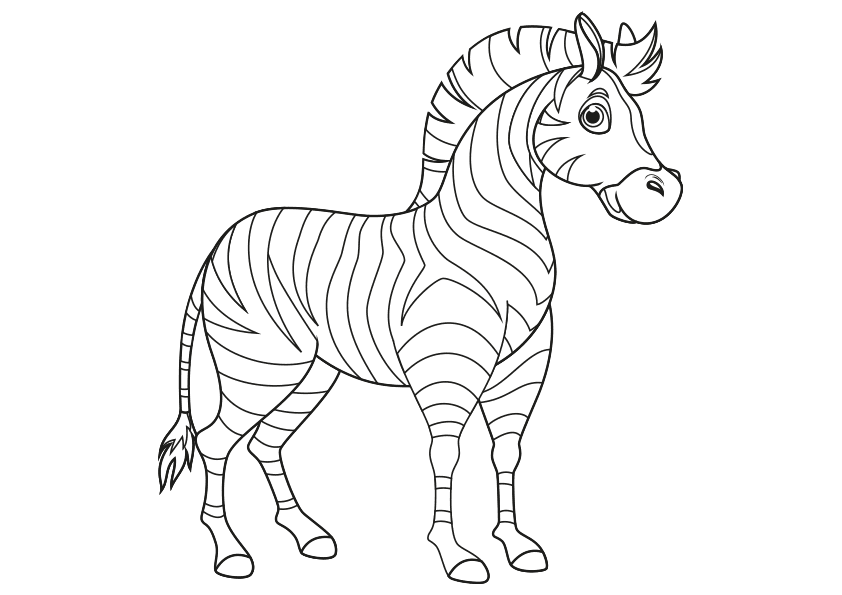 Dibujos de animales para colorear. Colorear una cebra. Animals coloring pages, coloring a zebra.
