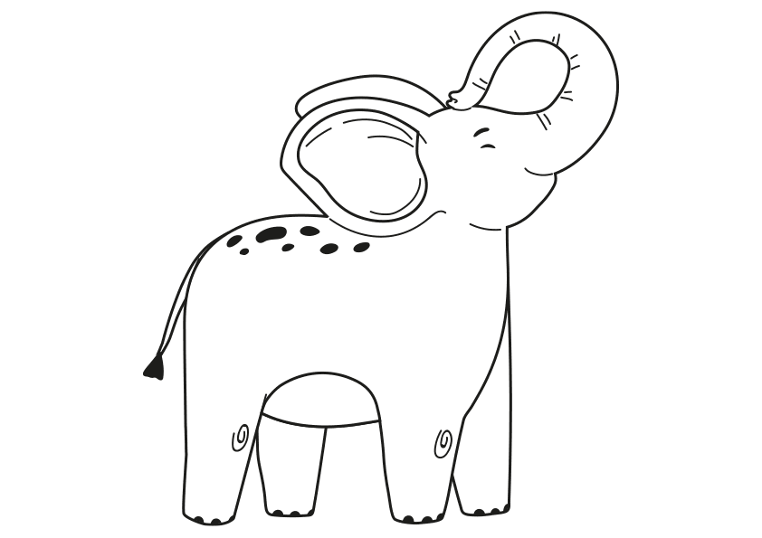 Dibujos de animales para colorear. Colorear un elefante. Animals coloring pages, coloring a elephant.