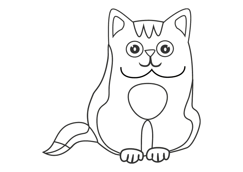 Dibujo infantil de animales para colorear un gato