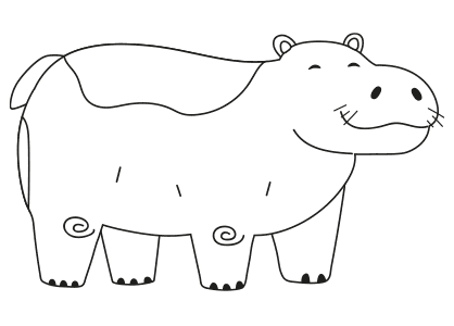 Dibujos animales colorear. Dibujo de un hipopótamo