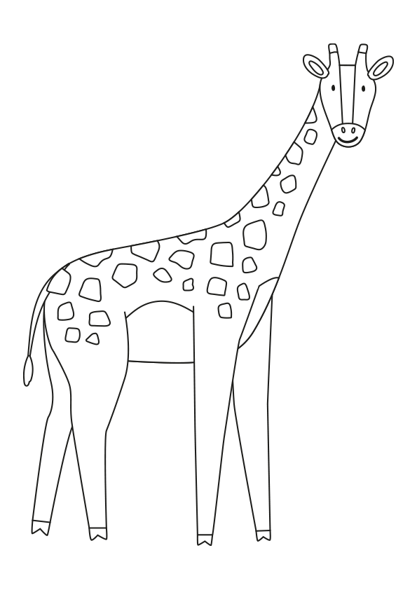 Dibujos de animales para colorear. Colorear una jirafa. Animals coloring pages, coloring a giraffe.