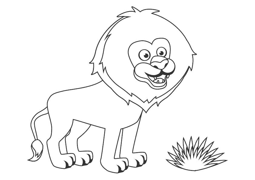 Dibujo infantil de animales para colorear un león
