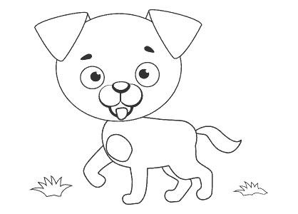 Dibujo de animales para colorear. Dibujo infantil para colorear un perrito