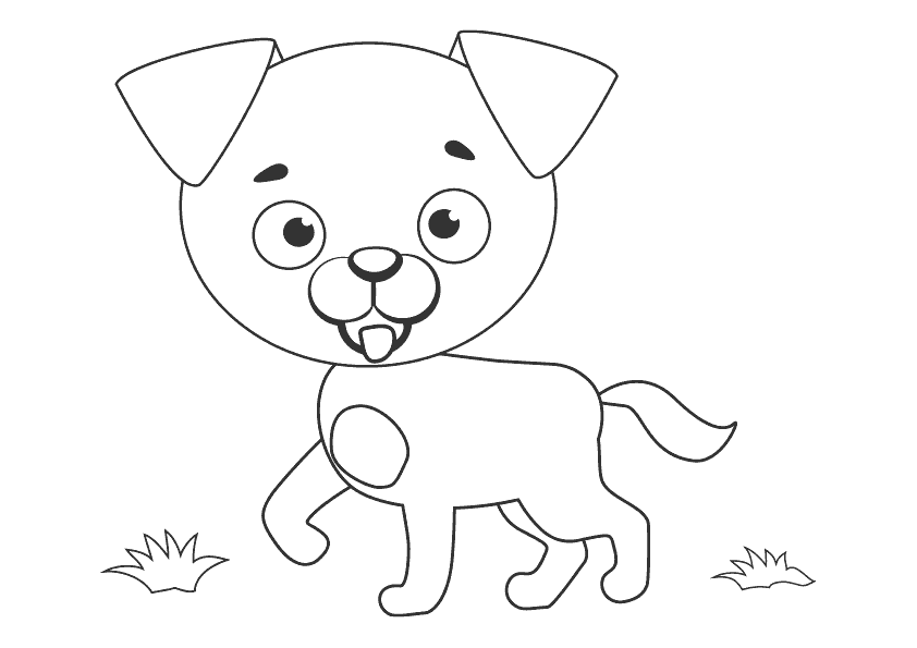 Dibujo infantil de animales para colorear un perrito