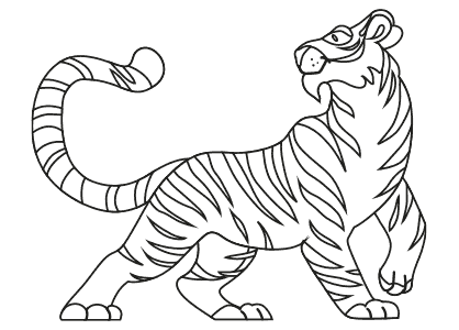 Dibujo para colorear un tigre de bengala